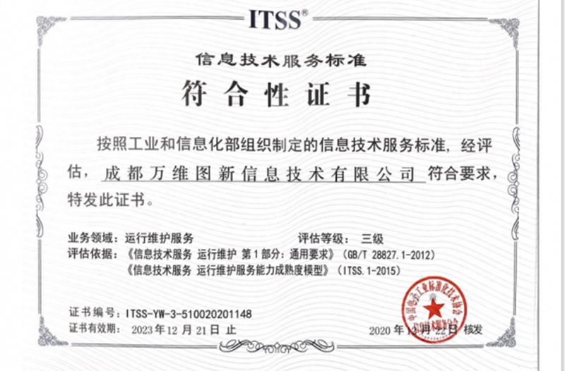 祝贺我司顺利通过ITSS三级认证