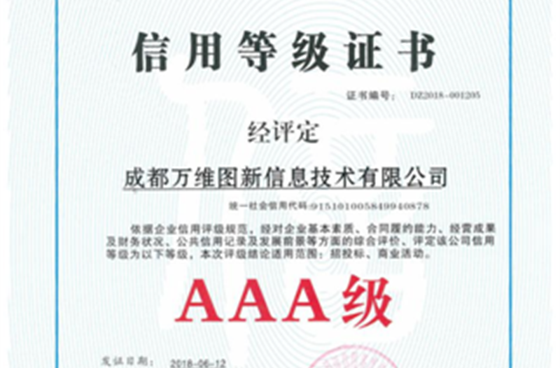 热烈祝贺公司顺利通过“AAA信用等级证书”再认定